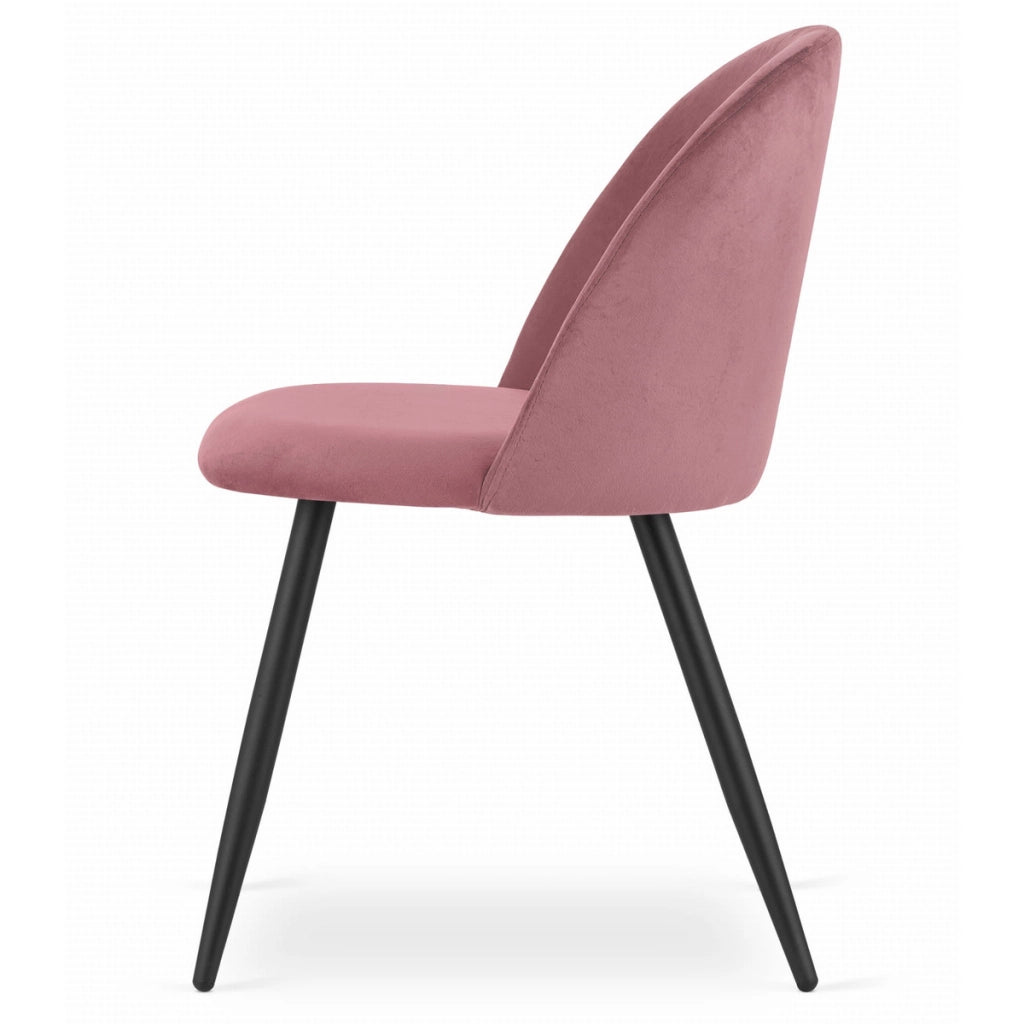 Set di 2 sedie Bello in velluto rosa antico con gambe nere