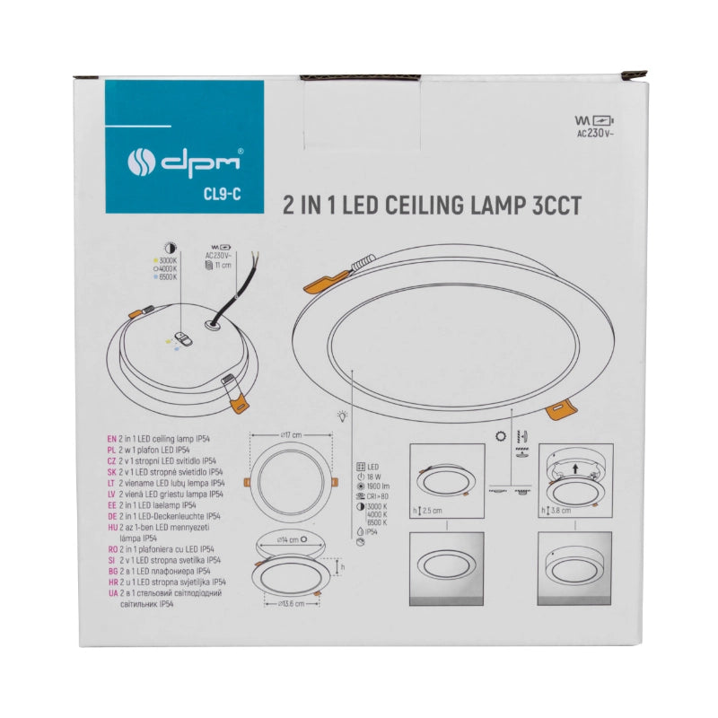 Plafoniera LED bagno 18W 2in1 tonda bianca IP54 DPM