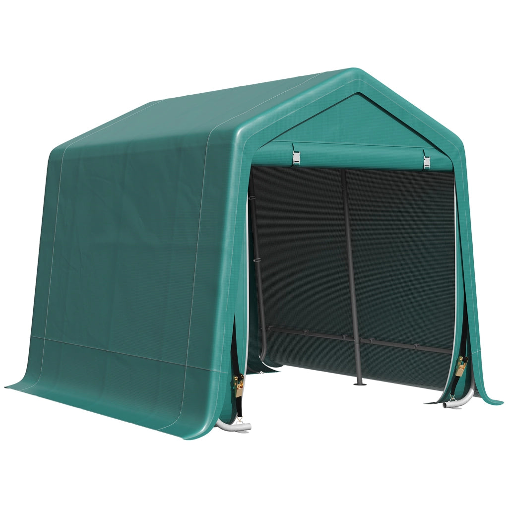 EasyComfort Garage Moto per Esterno 2.4x2 m, Tenda Garage per Attrezzi in Metallo e Tessuto PE, per Moto e Biciclette, Verde