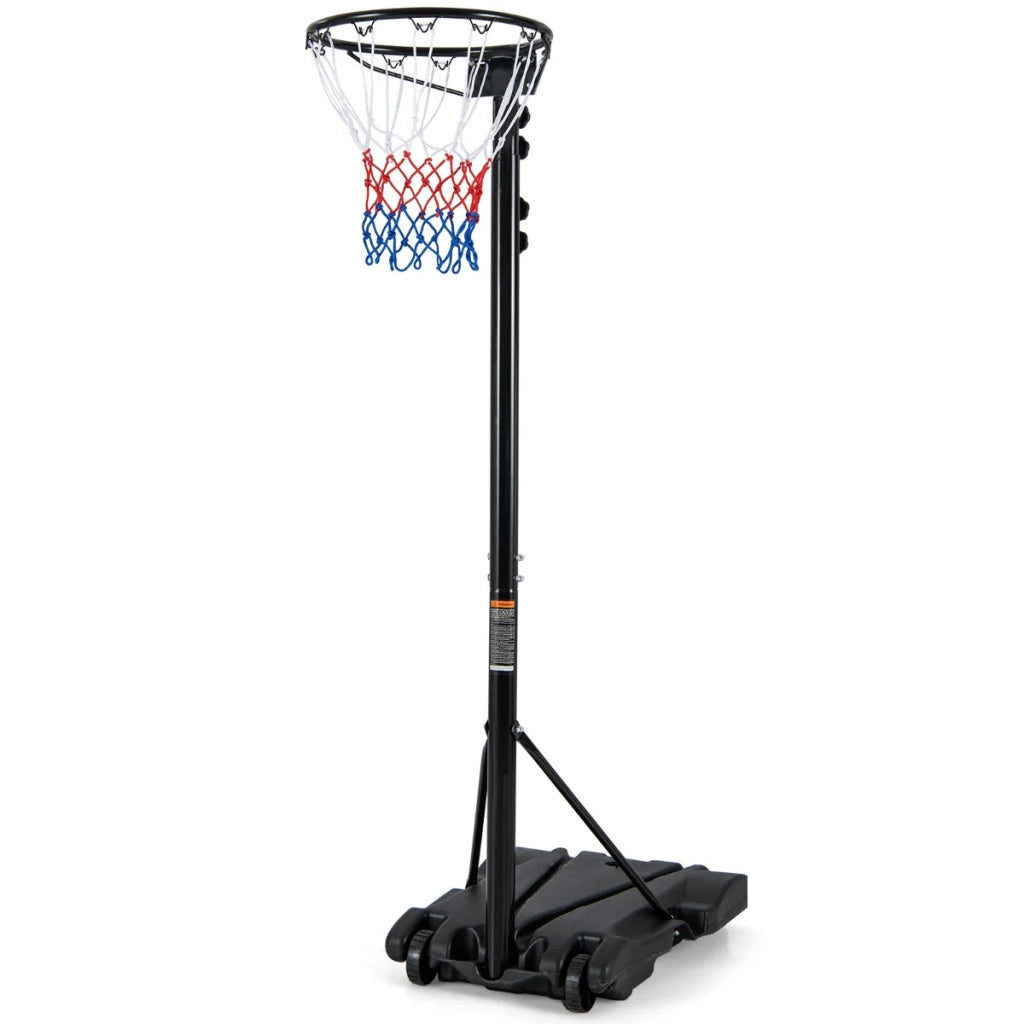 Canestro da basket regolabile in altezza 260 x 305 cm mobile con 2 ruote design robusto per l'allenamento all'aperto metallo nero 20_0019474