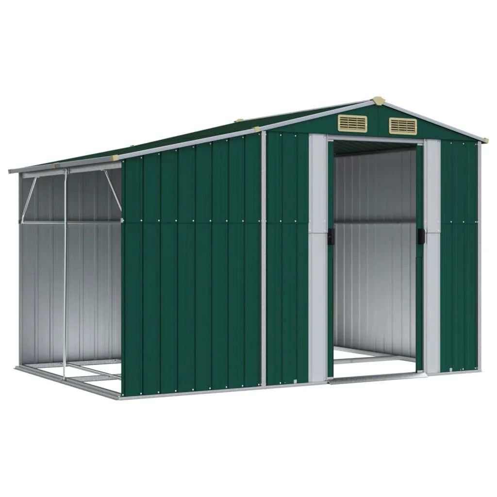Casetta da giardino cabina ripostiglio casetta da esterno robusta casetta per attrezzi 277 x 192,5 x 179 cm acciaio zincato verde 02_0022376