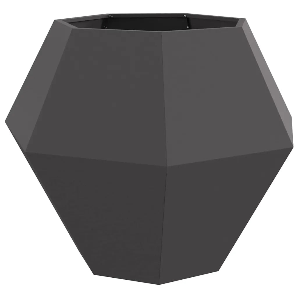 2 pz Fioriera | Cassetta per fiori | Vaso Nero 100 x 100 x 80 cm Acciaio