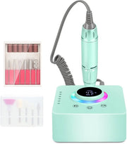 Nagelfrees elettrico portatile, per acril, gel e dip, set completo per manicure e pedicure, colore verde chiaro