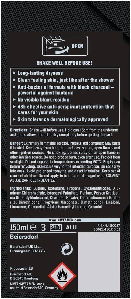 NIVEA SET 6 PZ DEODORANTE SPRAY 150ML MEN SUPERBLACK