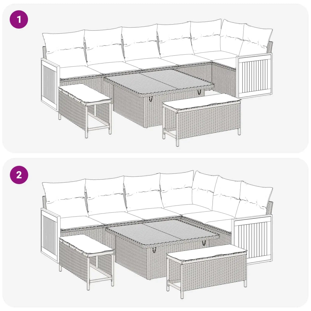 Set Divano da Giardino con cuscino 9 pcs Beige e Crema 3363186
