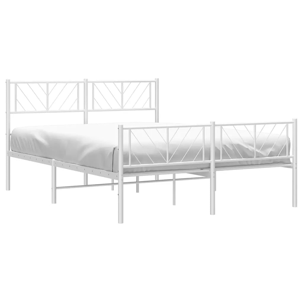 Giroletto con Testiera e Pediera Metallo Bianco 150x200 cm 372248