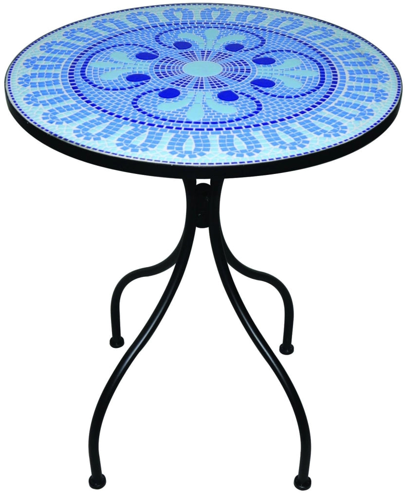 TAVOLO DA ESTERNO DECOJARDIN HELLAS ACCIAIO NERO PIANO IN CERAMICA DECORATA 80CM