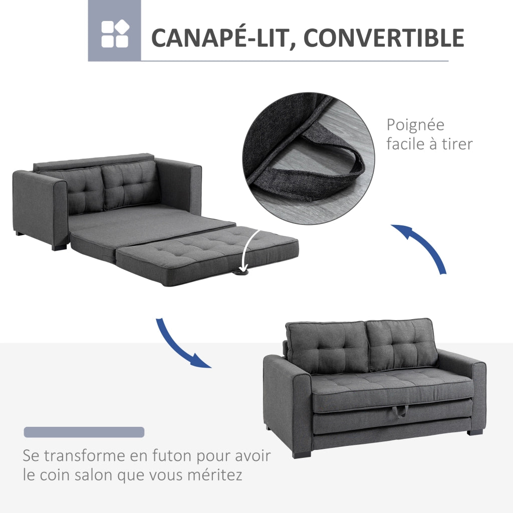 Divano letto 2 posti tessuto grigio ¨C Xylo ¨C dossier capitonn¨¦ 147,5x75x85 cm