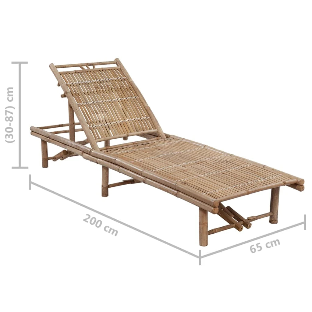 Lettino prendisole sedia a sdraio lettino prendisole letto da giardino mobili da esterno per patio con cuscino in bambù 02_0012294