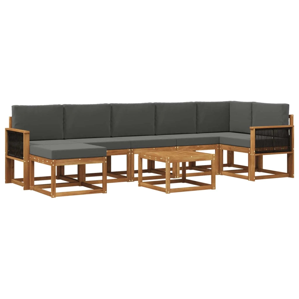 Set di divani da esterno 8 pcs Naturale e Antracite Poliestere