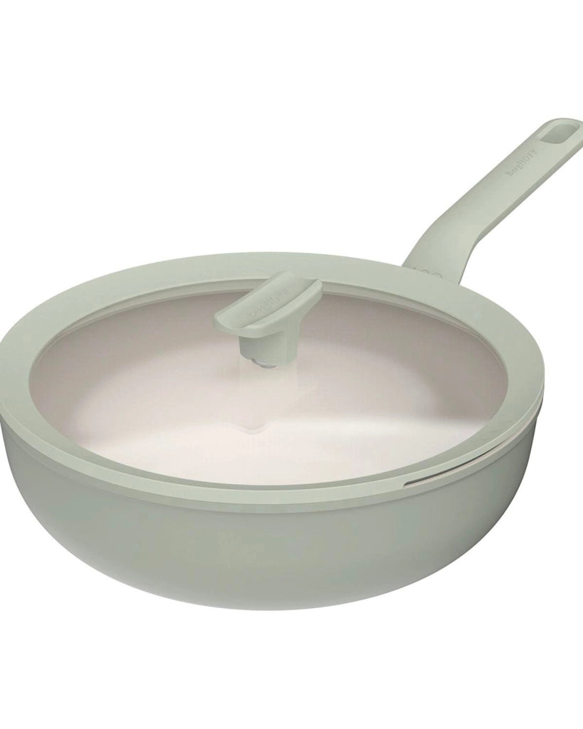 Padella wok antiaderente con coperchio balance sage verde salvia 28 cm