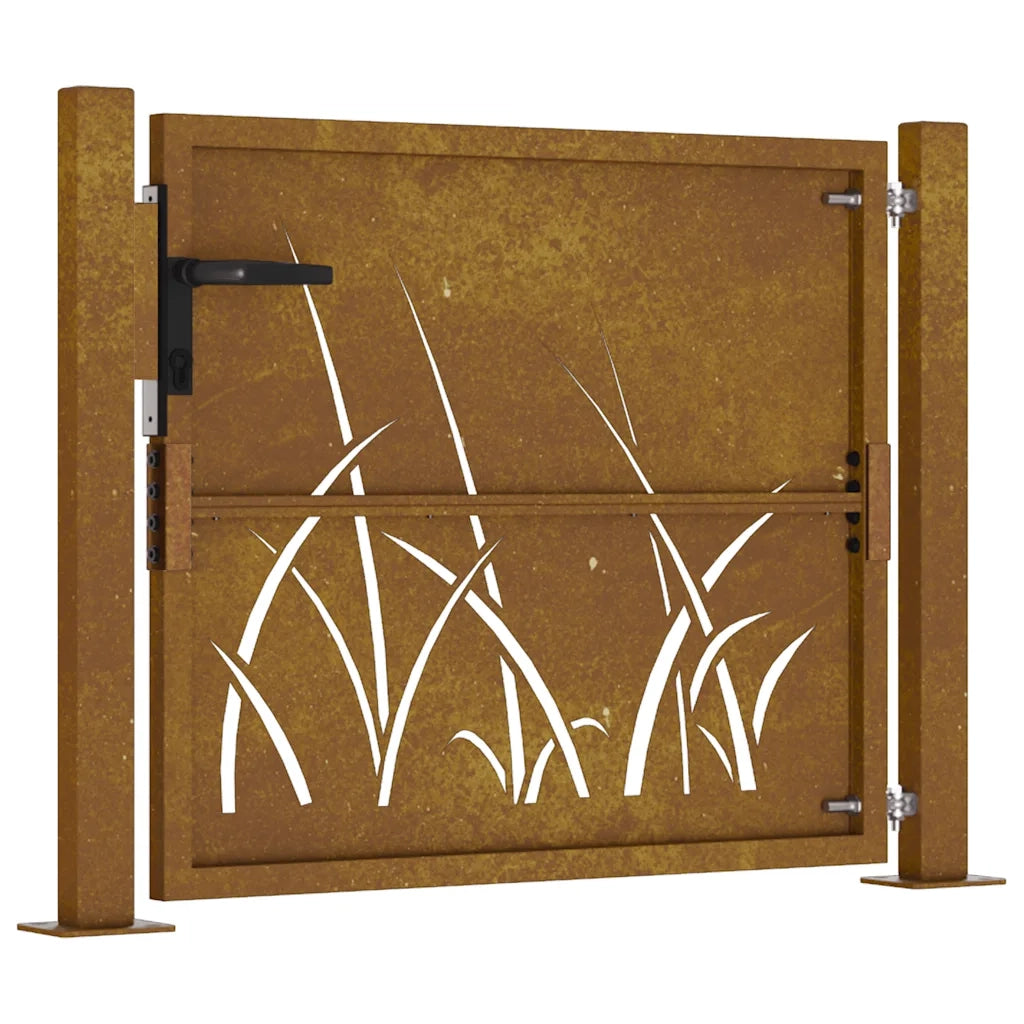 Cancello da Giardino 105x105 cm in Acciaio Corten Design Erba
