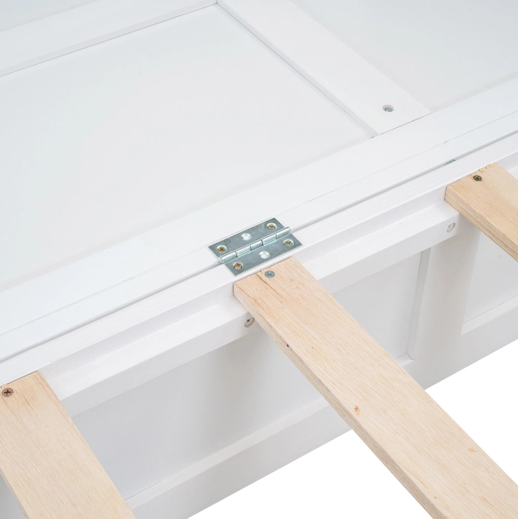 LETTO A SCOMPARSA 140x200 cm Bianco in pino e MDF con cassetto e ripiani