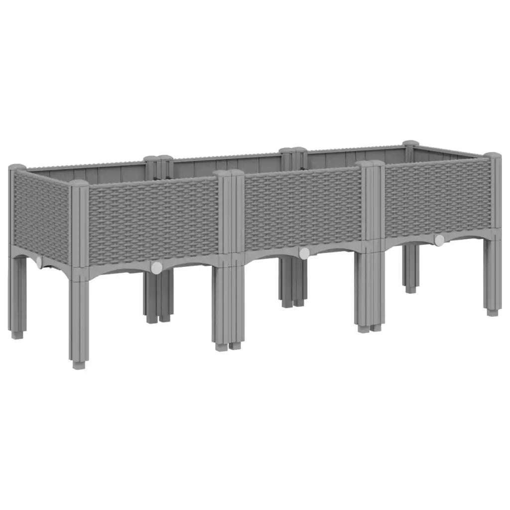 Fioriera da Giardino con Gambe Grigio Chiaro 120x40x42 cm in PP 367897