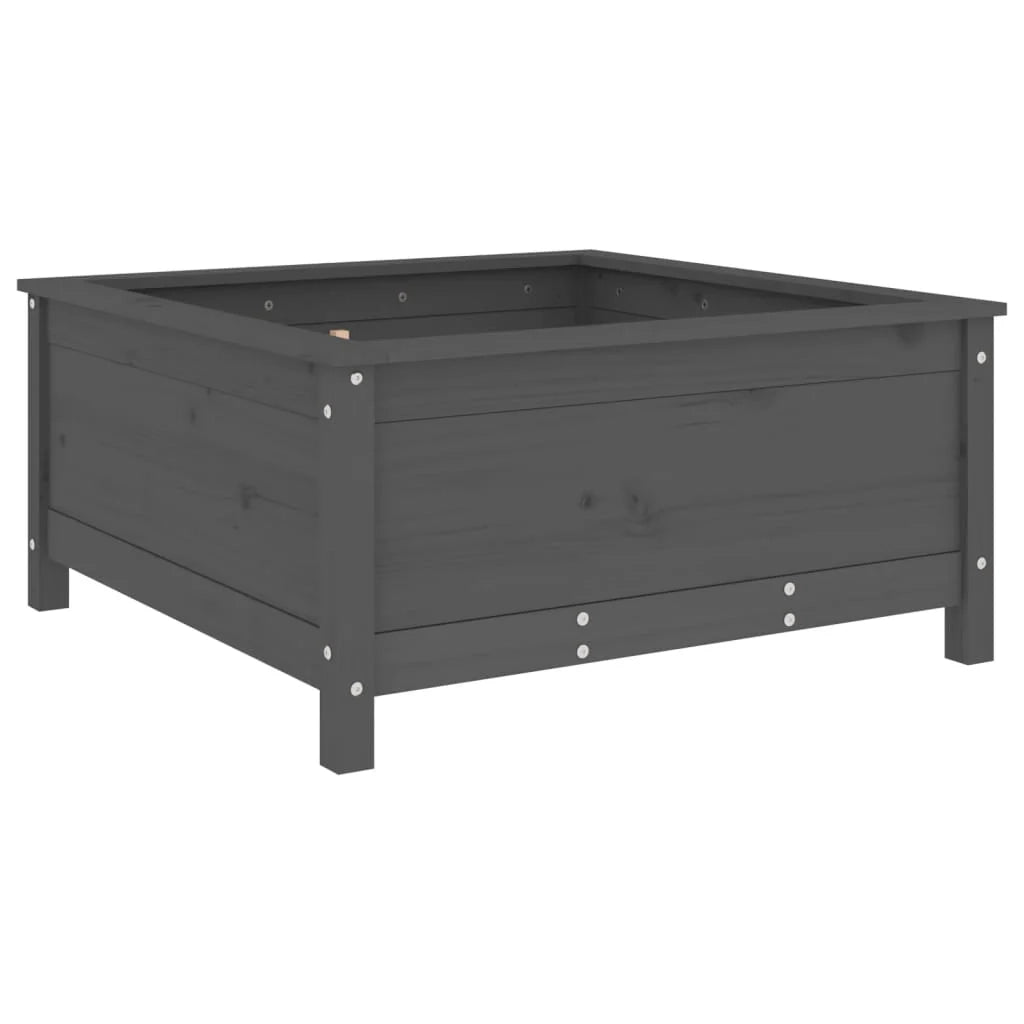 Fioriera rialzata per piante e fiori terrazza giardino 82,5 x 82,5 x 39 cm legno massello di pino grigio 02_0037944
