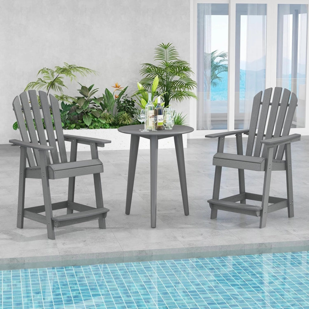 Adirondack - Sedia alta con poggiapiedi, da giardino, da balcone, resistente alle intemperie, in HDPE, con braccioli e seduta e schienale laminati, per esterni, 70 x 85 x 119 cm