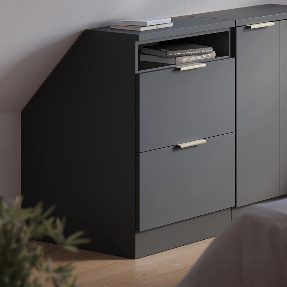 Mobile sottotetto Rion Antracite-oro/Antracite 60 x 83.8 cm con 2 cassetti, carcassa 60 cm profondità Vicco