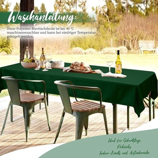 Tavolo copri - 2 pezzi - Coprid tavolo - Decorazione festiva - Poliestere premium - 250x100cm - Verde scuro