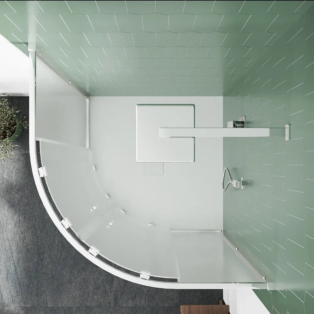 Box doccia semicircolare 80x80cm profili cromati slim vetro 6mm opaco h190 | Portofino