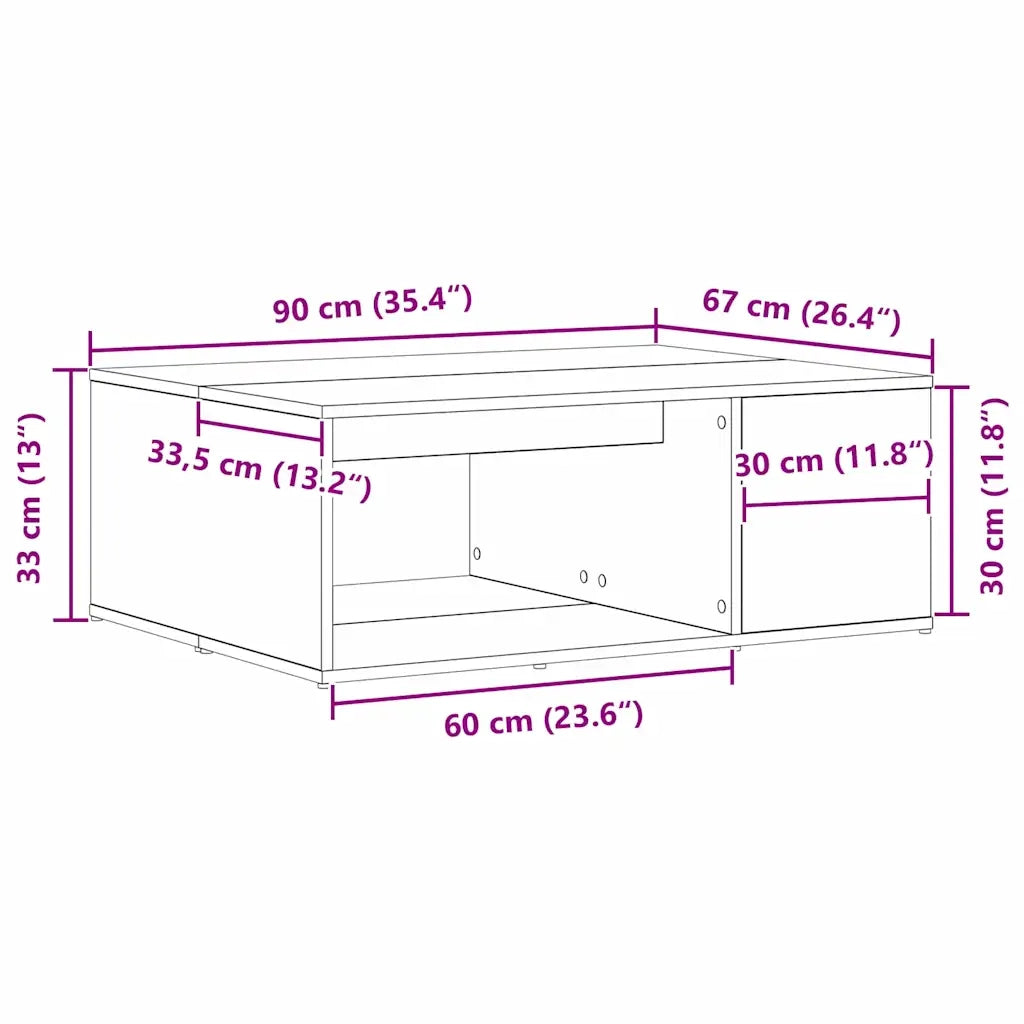 Tavolino da salotto Rovere Nero 90 x 67 x 33 cm 862627