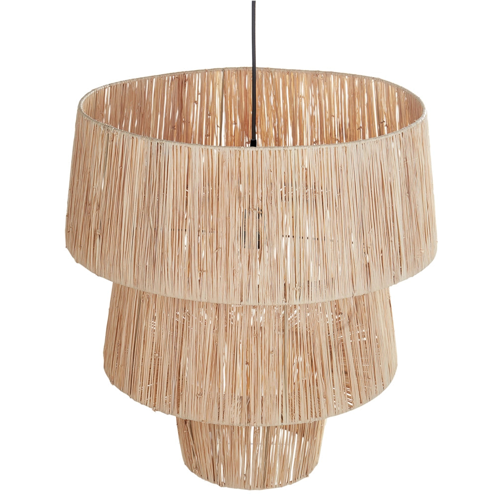 Lampada a sospensione con paralume in paglia naturale e base in ferro nero Lampada a sospensione in stile bohémien per il soggiorno, la camera da letto e il corridoio.