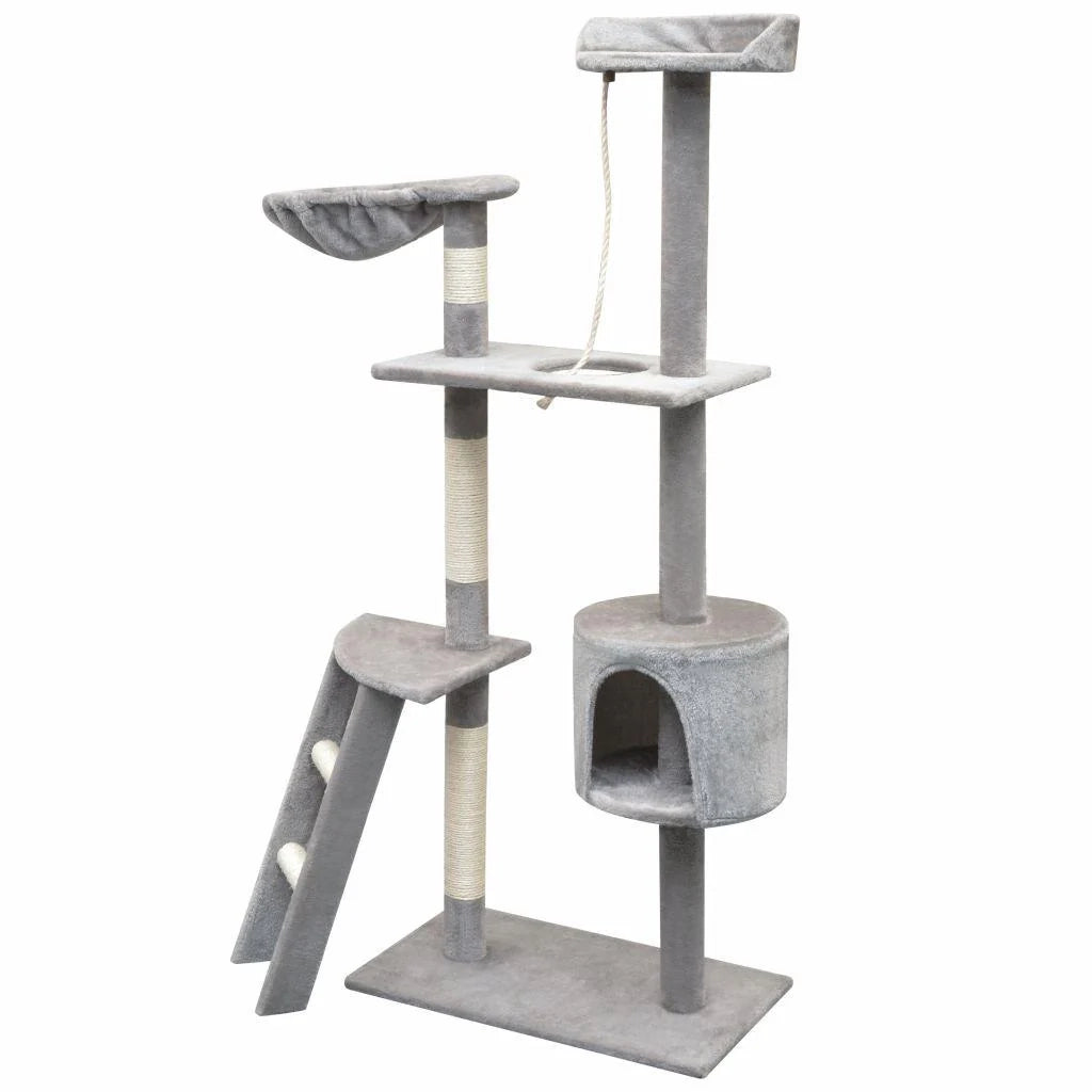 Tiragraffi albero per gatti cuccia per gatti giocattolo peluche sisal 150 cm grigio 3702175