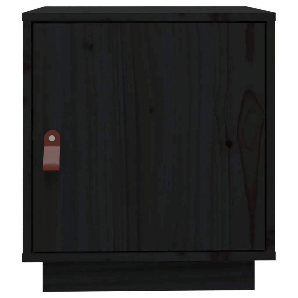 Comodino-Tavolino da notte Nero 40x34x45 cm in Legno Massello di Pino 142204