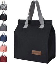 Borsa isolata per pranzo per donne/uomini - Grande borsa per pranzo, borsa riciclabile per ufficio, spiaggia, viaggi (nero)
