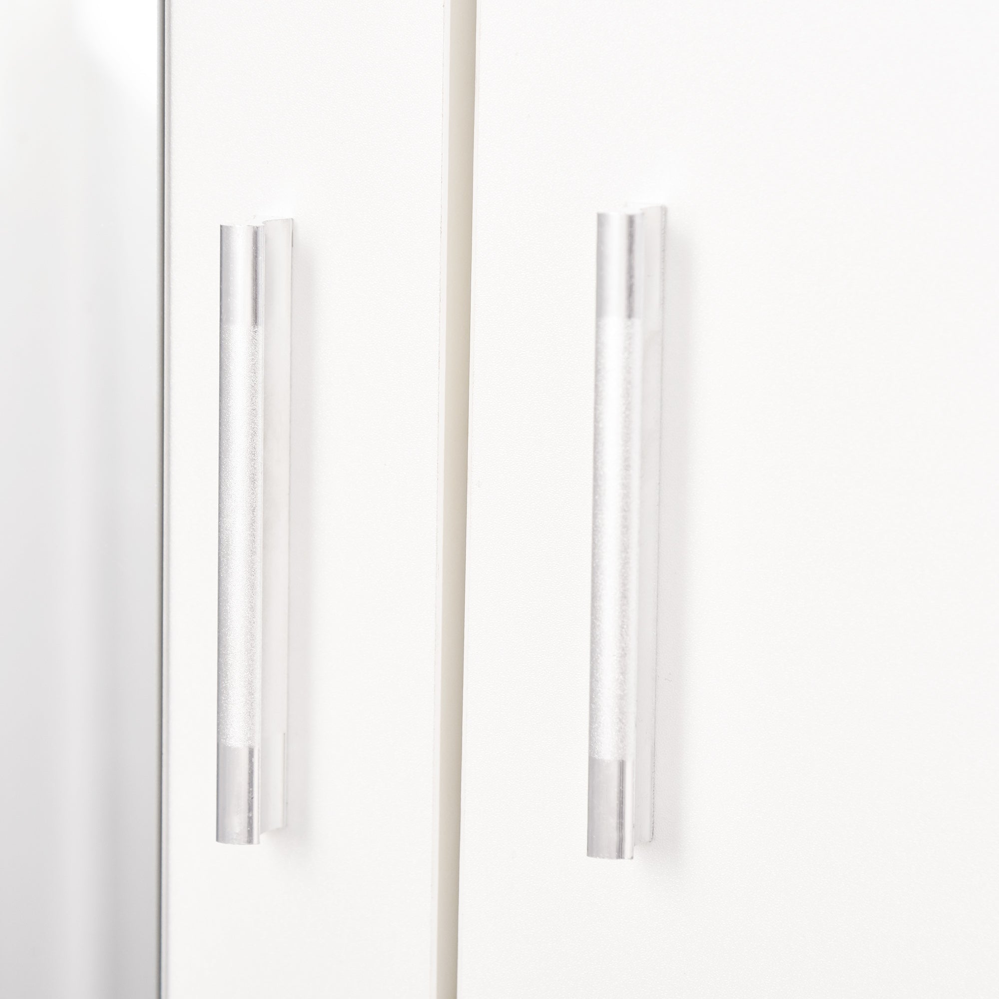 Armadio Moderno con Guardaroba 2 Ante 80x50x180 cm in Legno truciolare e Vetro Bianco