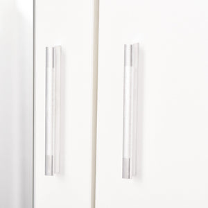 Armadio Moderno con Guardaroba 2 Ante 80x50x180 cm in Legno truciolare e Vetro Bianco