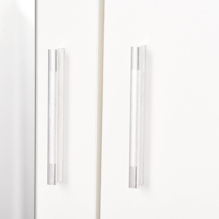 Armadio Moderno con Guardaroba 2 Ante 80x50x180 cm in Legno truciolare e Vetro Bianco