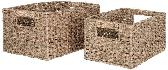 Set di 2 contenitori di stoccaggio a forma di alghe marine - contenitori naturali rettangolari - charme rustico - 20x30x16cm & 24x35x18cm