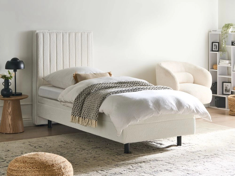 Letto singolo Tessuto bianco sporco regolabile Elettricamente con Telecomando 80 x 200 cm camera da letto cameretta