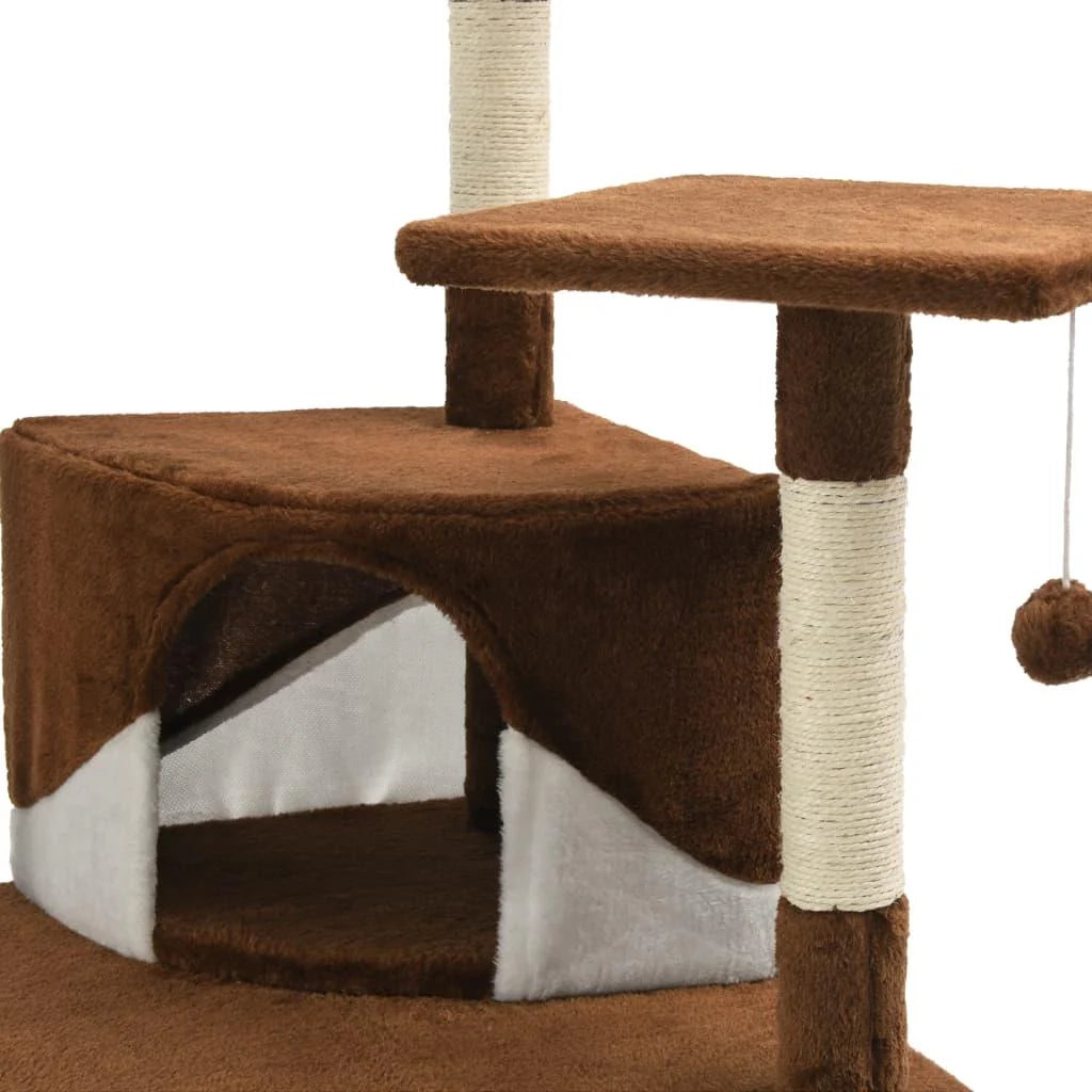 Tiragraffi albero per gatti cuccia per gatti peluche in sisal 203 cm marrone e bianco 3702114