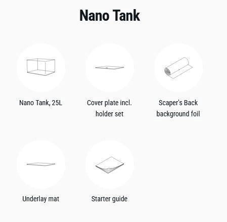 Dennerle Nano Tank 25L - acquario con vetro panoramico cm36x28x25h