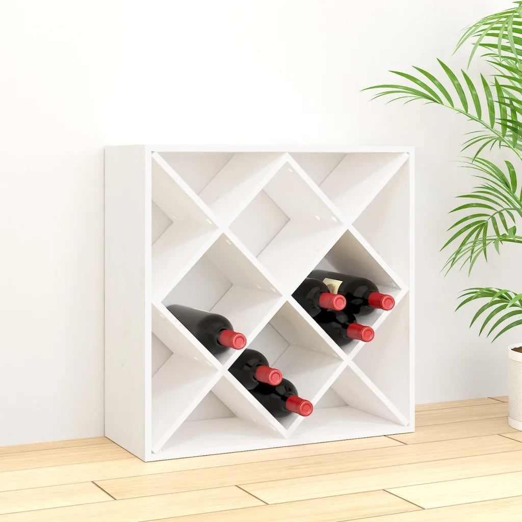 Portabottiglie Bianco 62x25x62 cm in Legno Massello di Pino 821543