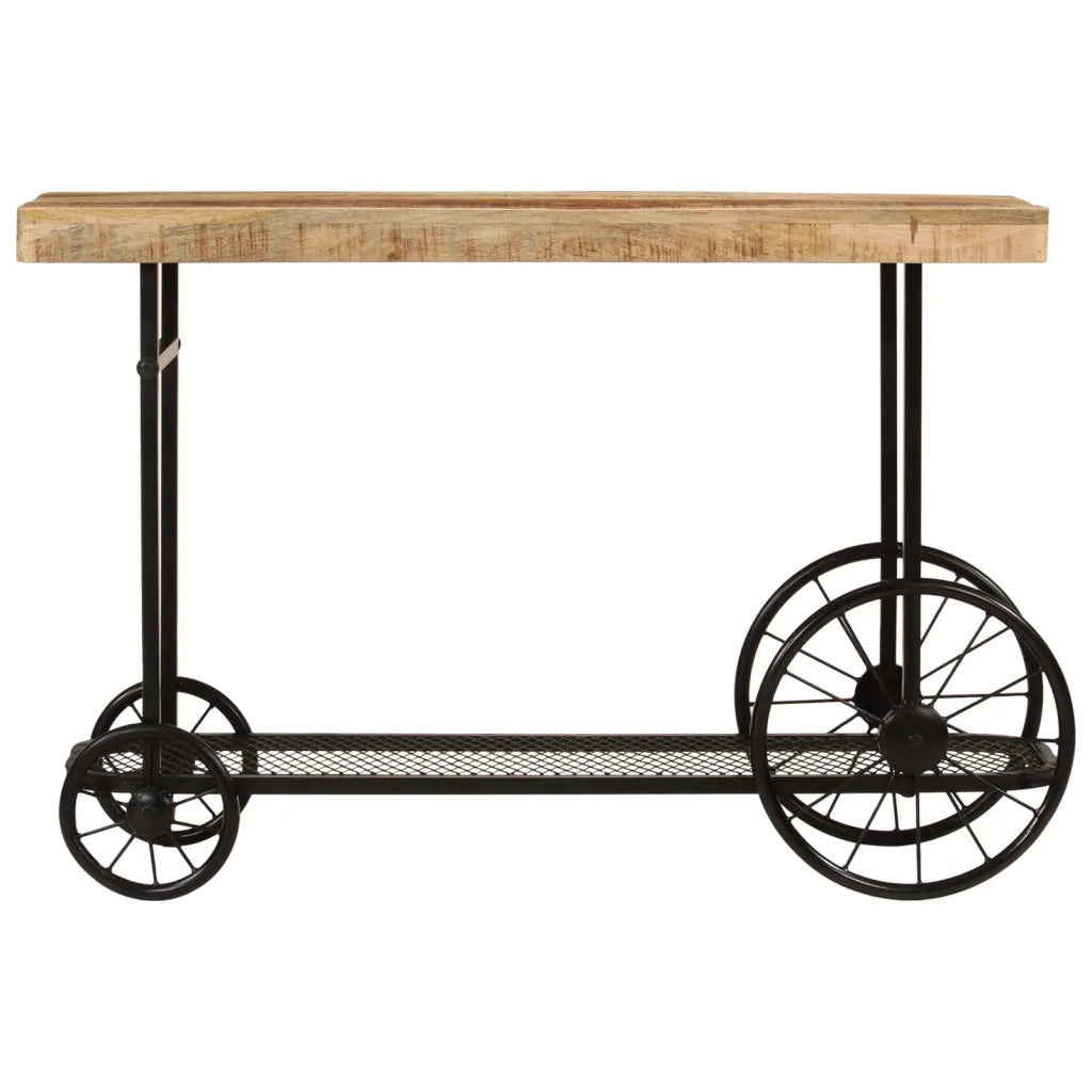 Tavolo Consolle 112x36x76 cm in Legno Massello di Mango e Ferro