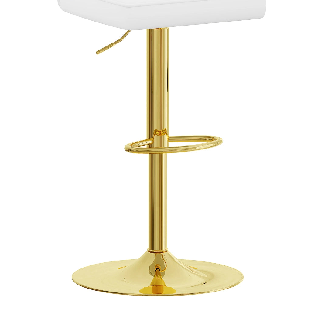 Sgabello da bar regolabile in altezza 2 pezzi, girevole a 360°, design bianco e oro in PU pelle, per cucina e isola snack