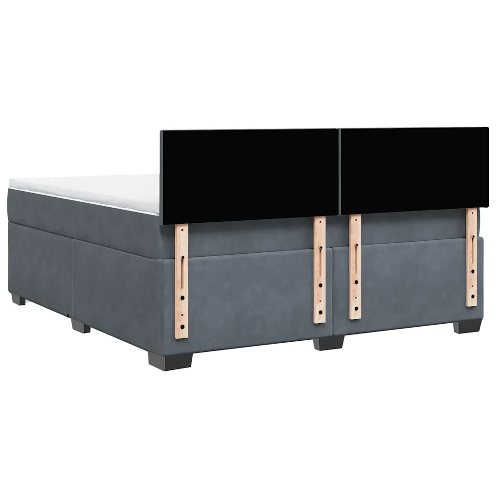Giroletto a Molle con Materasso Grigio Scuro 180x200 cm Velluto