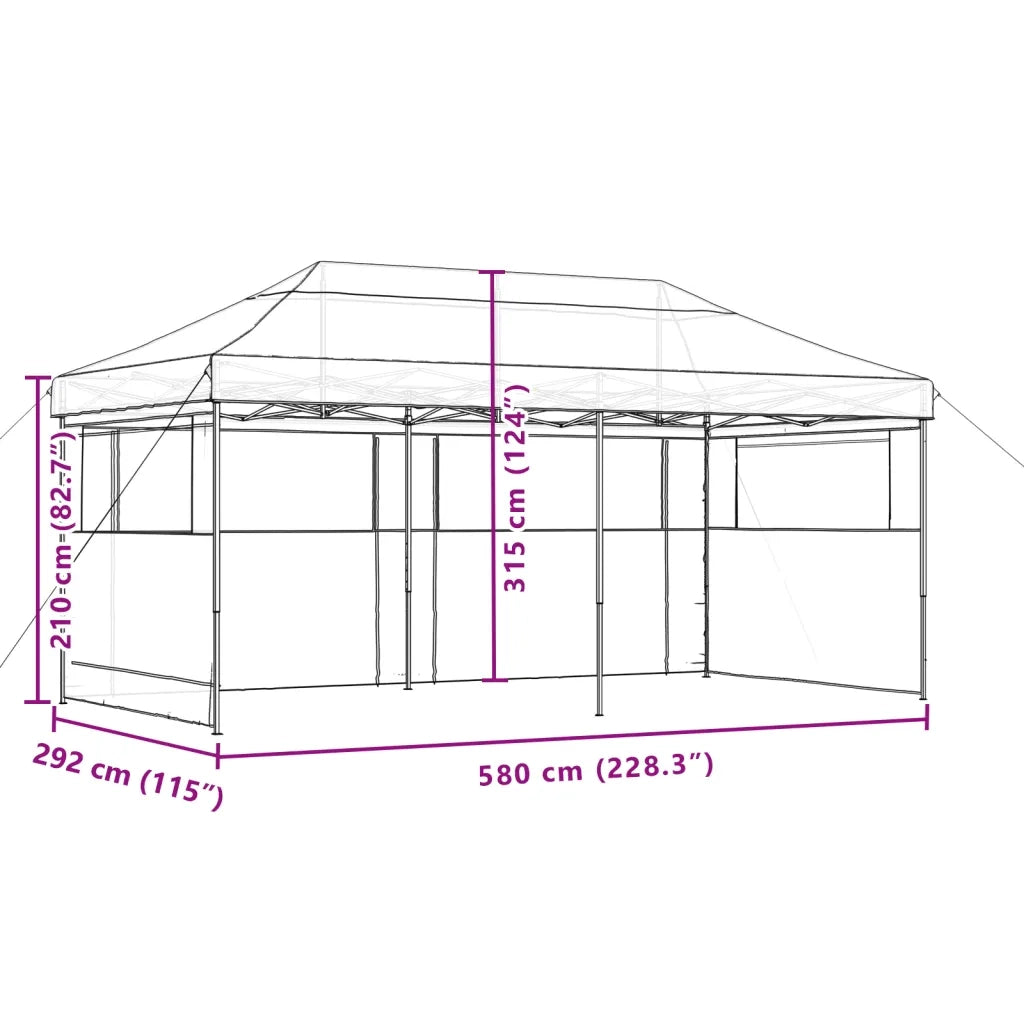 Tendone per Feste Pieghevole Pop-Up con 3 Pareti Nero 4004950
