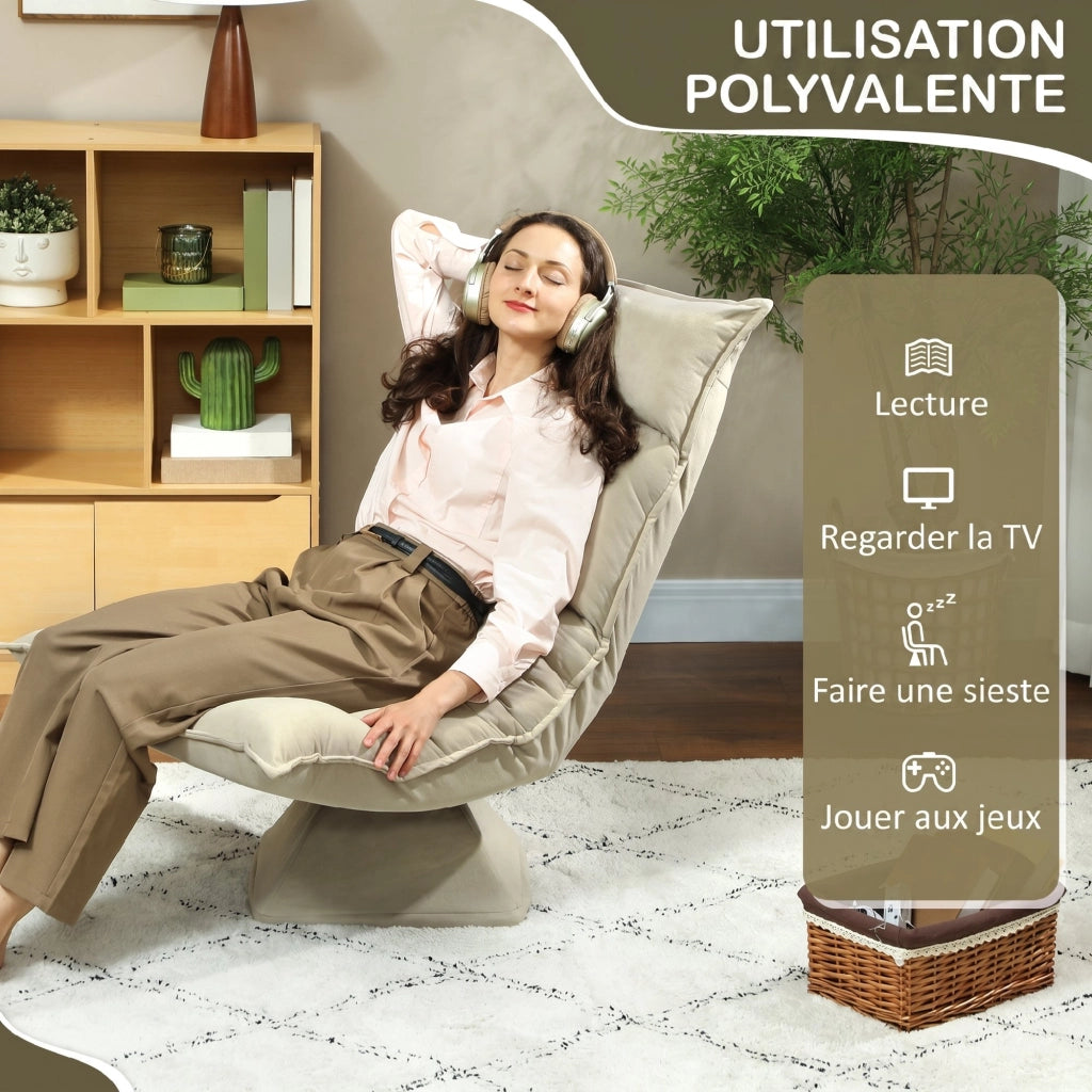 Poltrona girevole reclinabile ¨C zephmum ¨C velluto beige 70x62x95