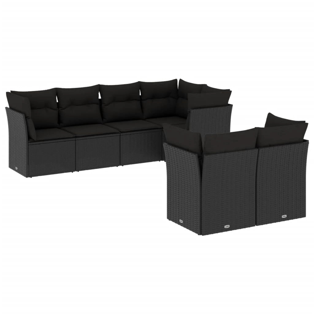 Set Divani da Giardino con Cuscini 7pz Nero Polyrattancod mxl 87231