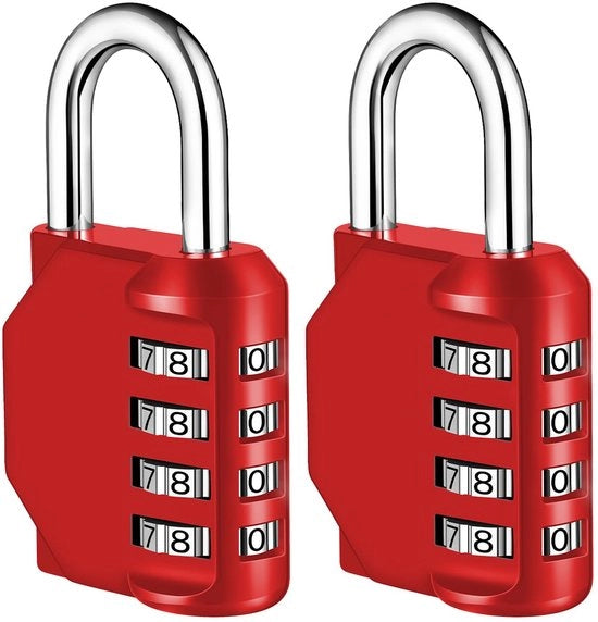 Combinazione a 4 cifre per sporteletti, combinazione per sporteletti, combinazione a 4 cifre per porte di sottoterra, cancelli e garage (2 pezzi, rosso)