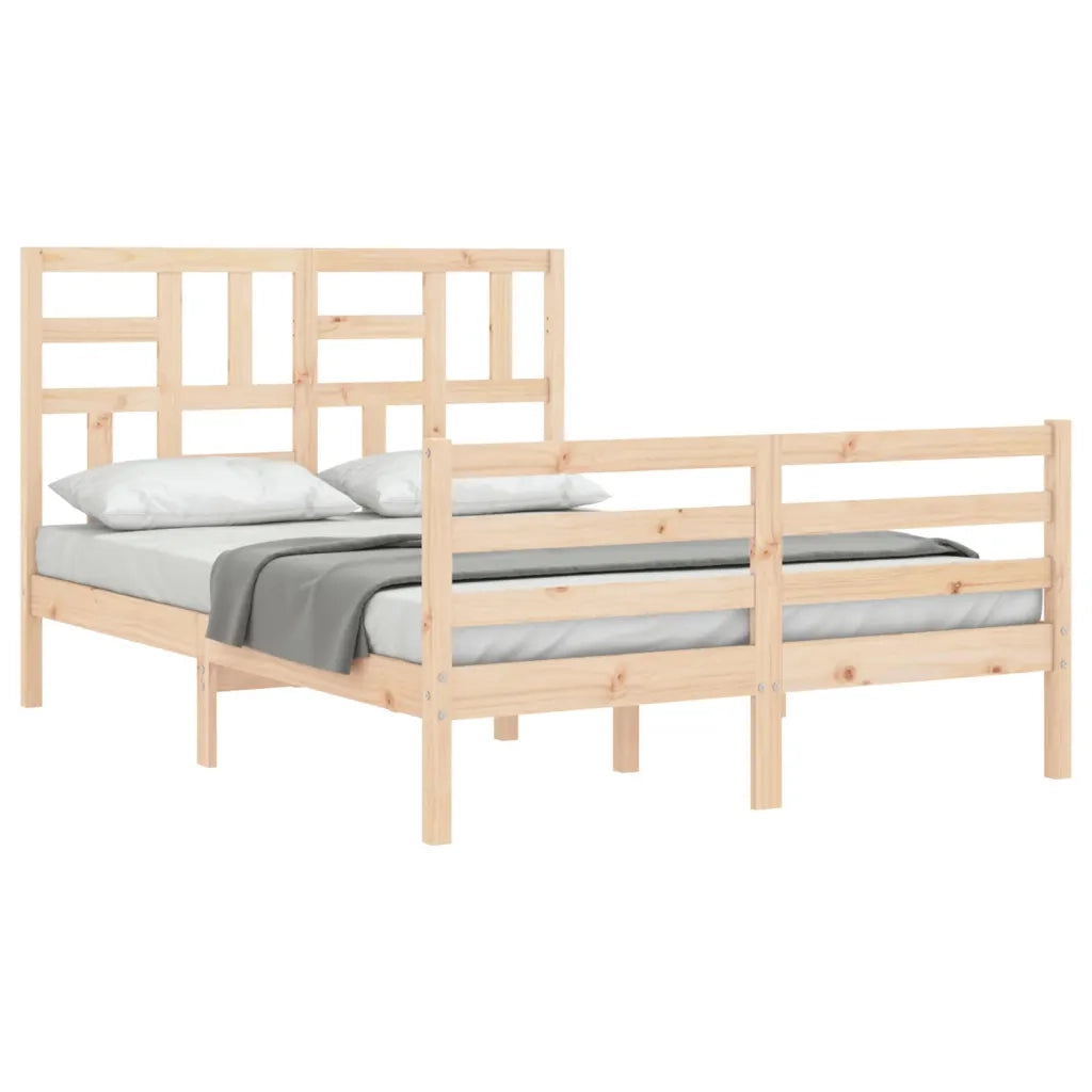 Giroletto con Testiera-Struttura Letto con testiera 140x190 cm in Legno Massello 853165