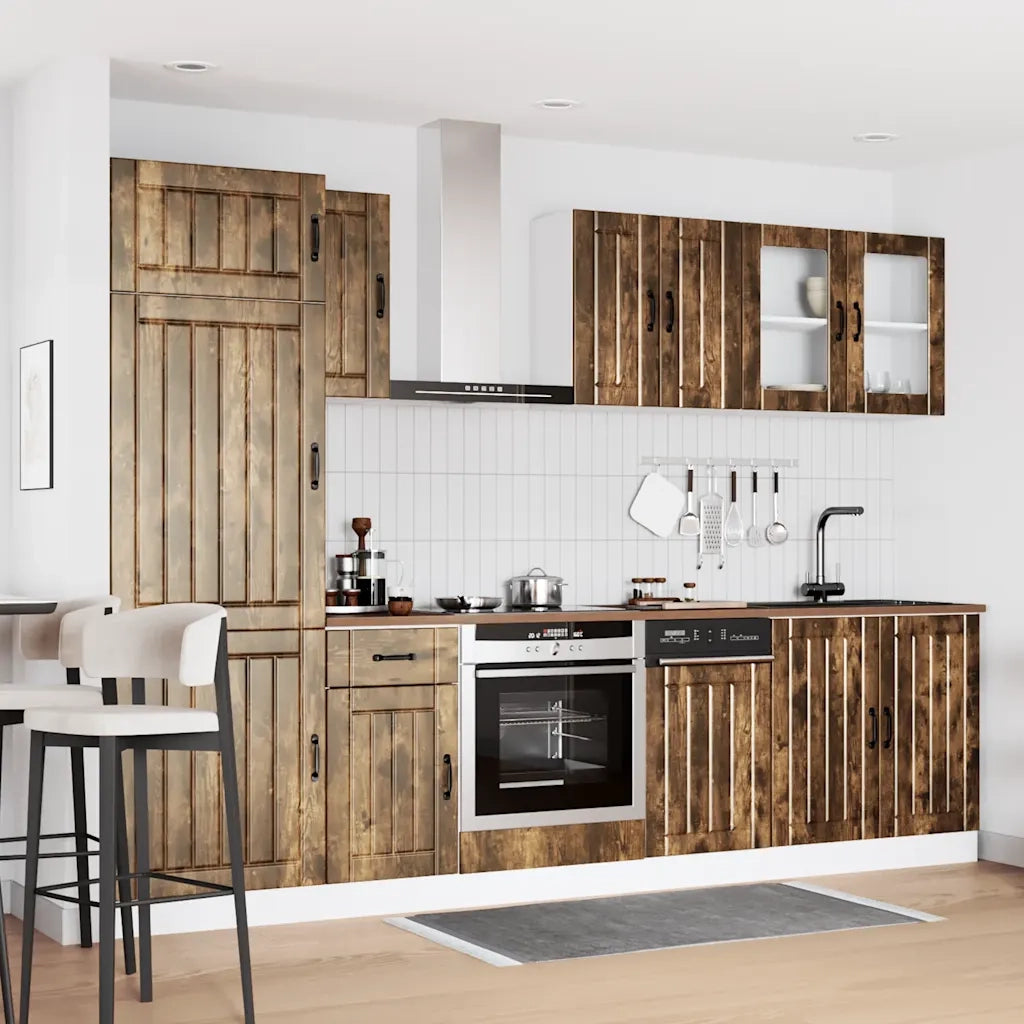 vidaXL Set Mobili da Cucina 8 pz Lucca Rovere Fumo Legno Multistrato