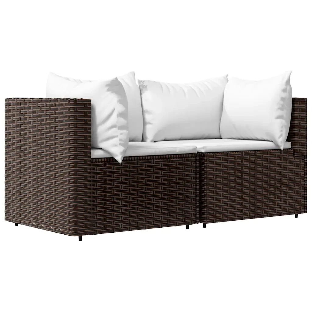 Set Mobili da Giardino 3 pz con Cuscini in Polyrattan Marrone CFW6416131