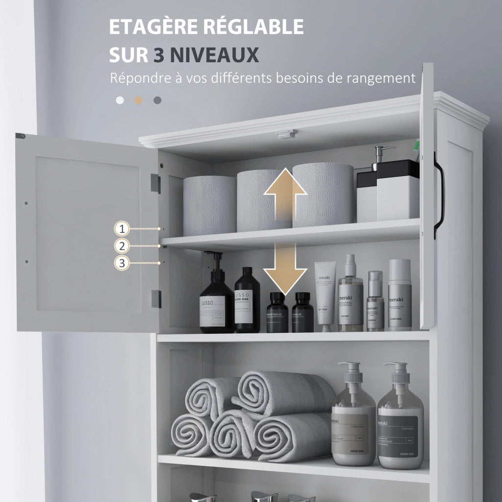 Armadietto Bagno con Ripiani Regolabili ¨C Zephmum ¨C Grigio 60x30x