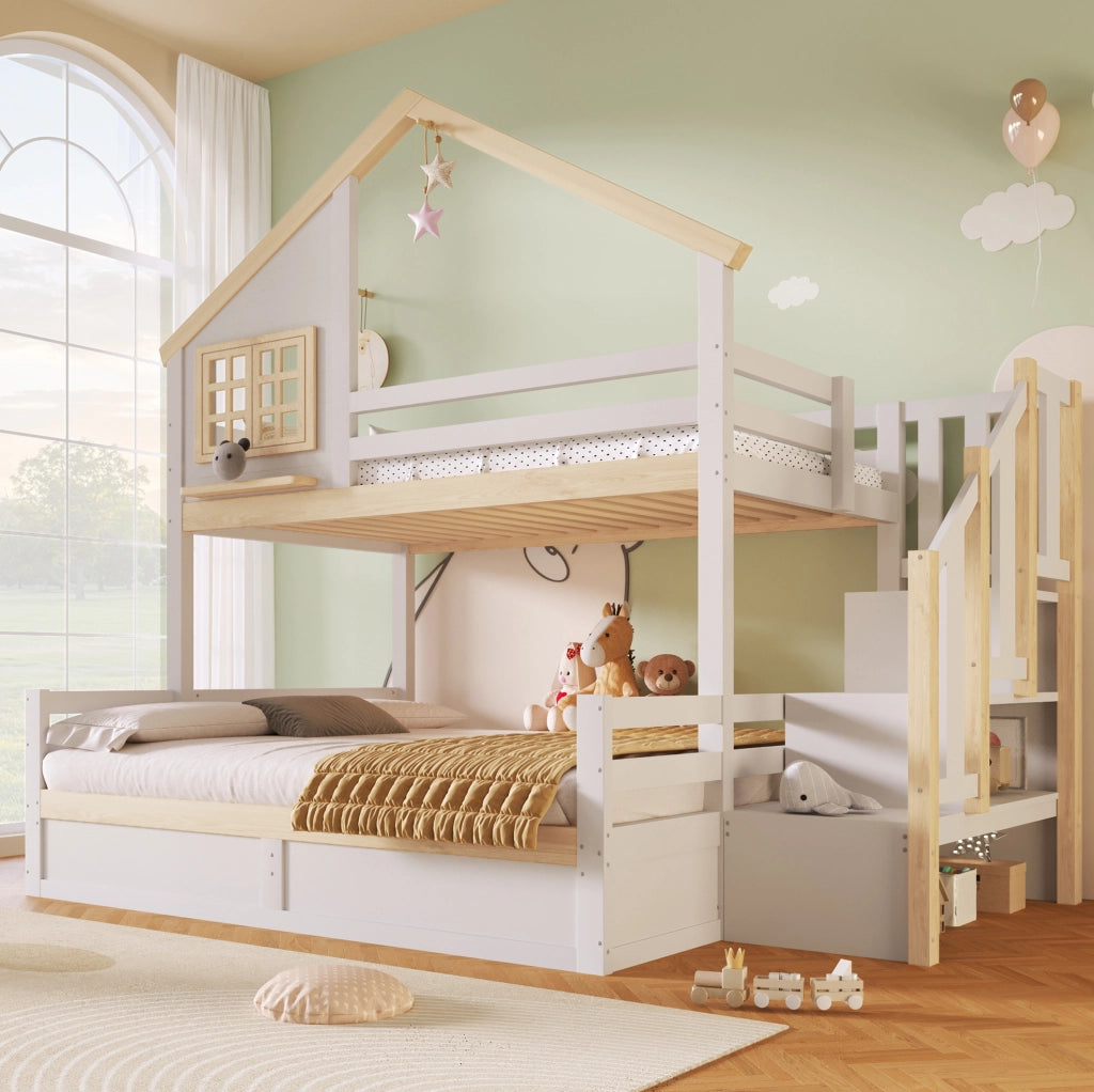 Letto a castello 90x200/140x200 cm con vano idraulico