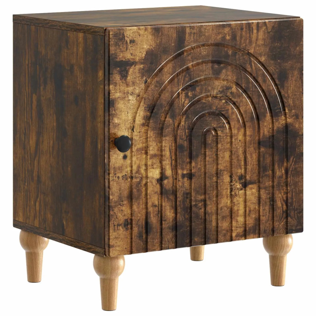 Comodino | Armadio da Notte | Mobiletto da notte Rovere Fumo 43 x 34,5 x 50 cm