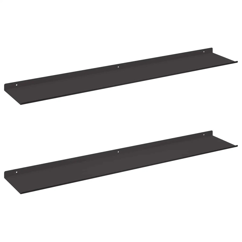 Mensola sospesa 2 pcs Nero 100 x 18 x 2,5 cm Acciaio 8004044